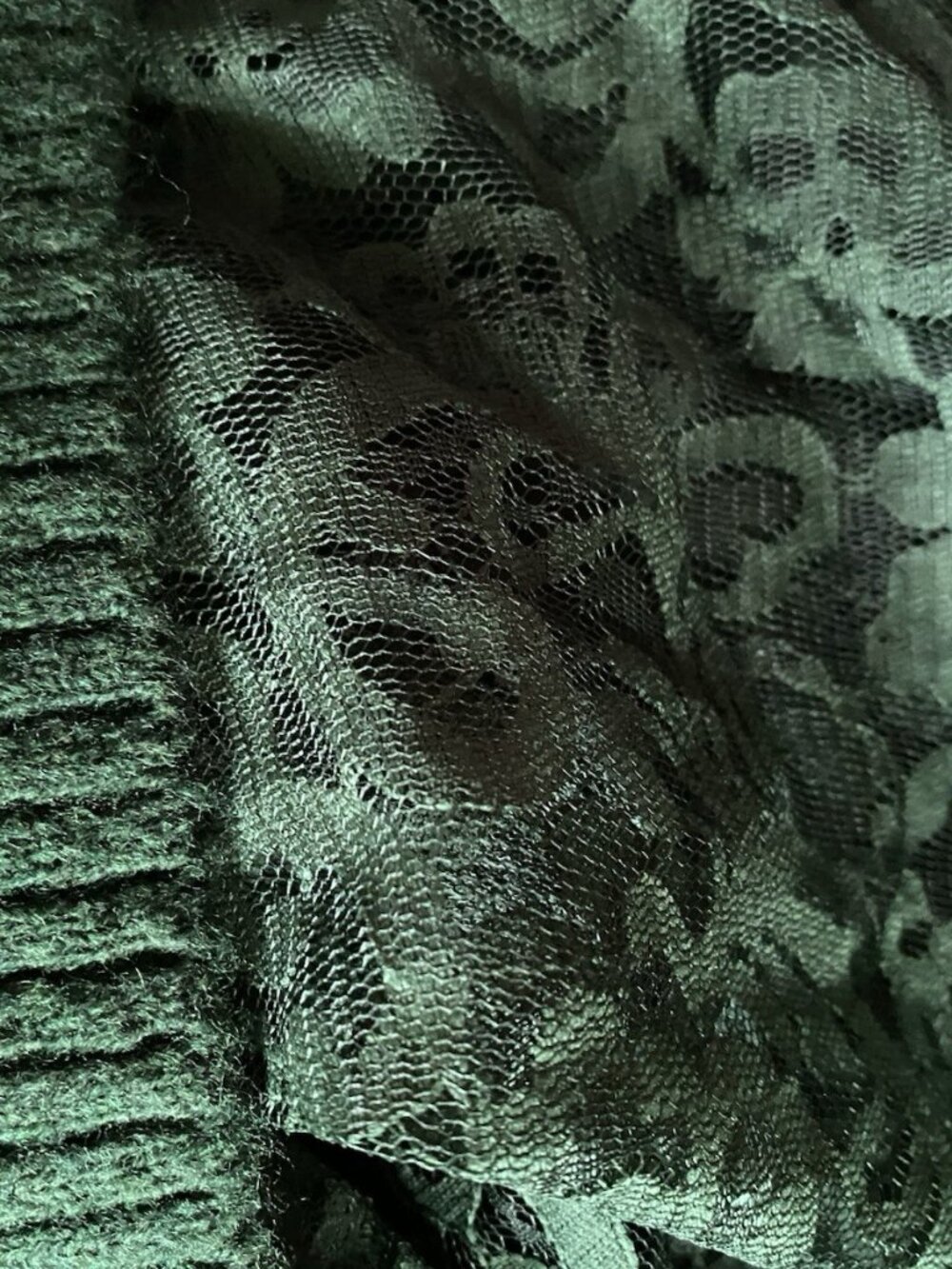 By Anthropologie Sweater Lace Twofer Midi Dress XL new with tag green - Picture 5 of 5
